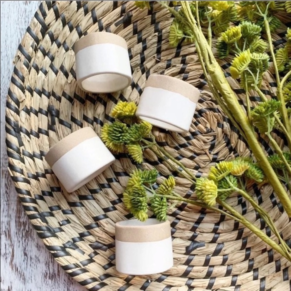 4 Hearth and Hand Stoneware napkin rings